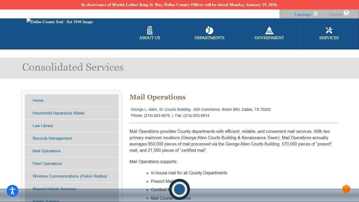 Consolidated Services | Mail Operations