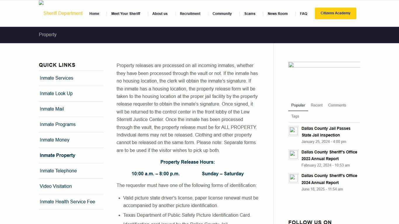 Property – Sheriff Department