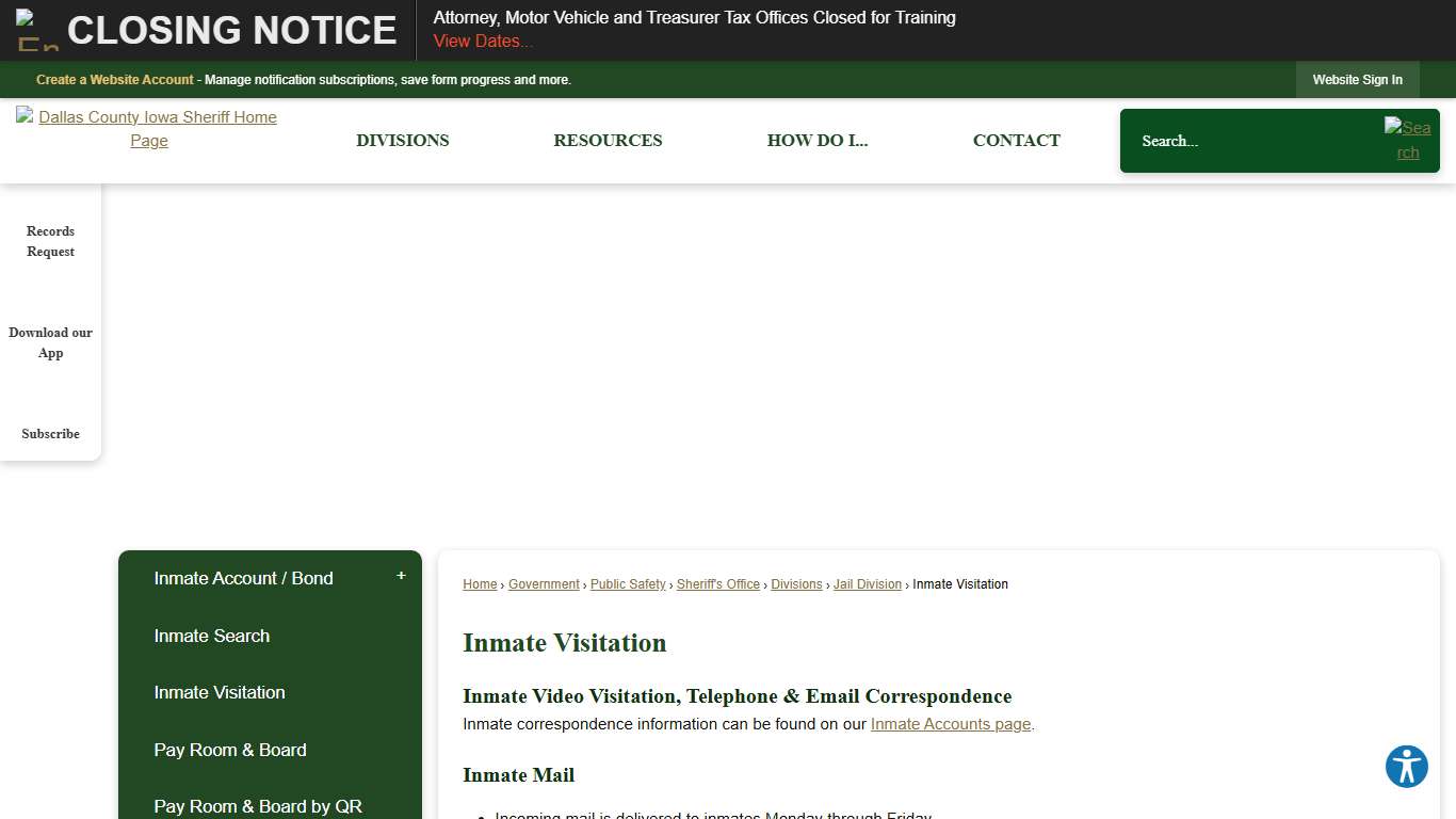 Inmate Visitation | Dallas County, IA